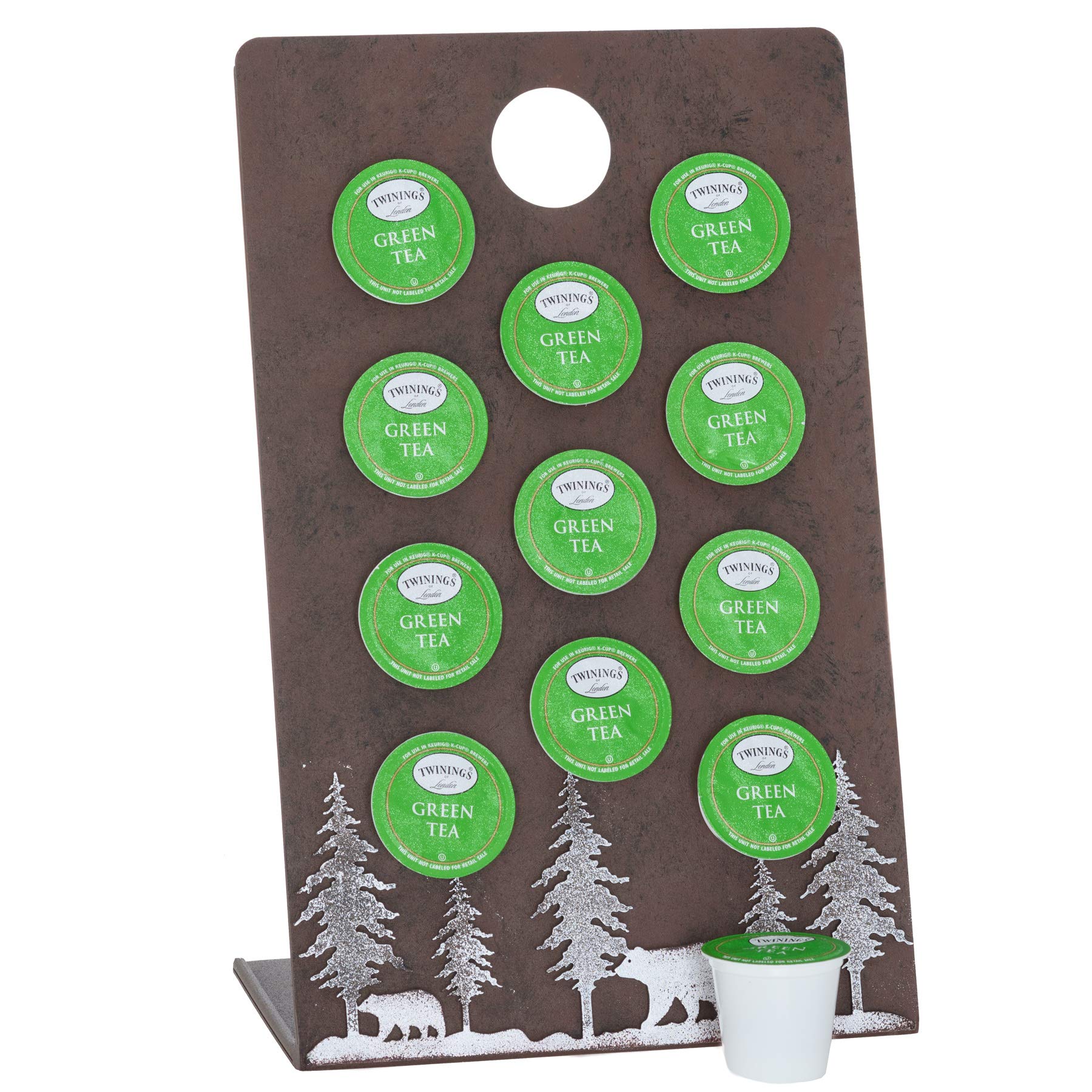 Pine Ridge Cup Holder - Keurig K Cup Compatible Coffee Organizer for Kitchen Counter & Coffee Bar - Decorative Storage Shelf for K Cups - Perfect for Home, Office & Cafe Use