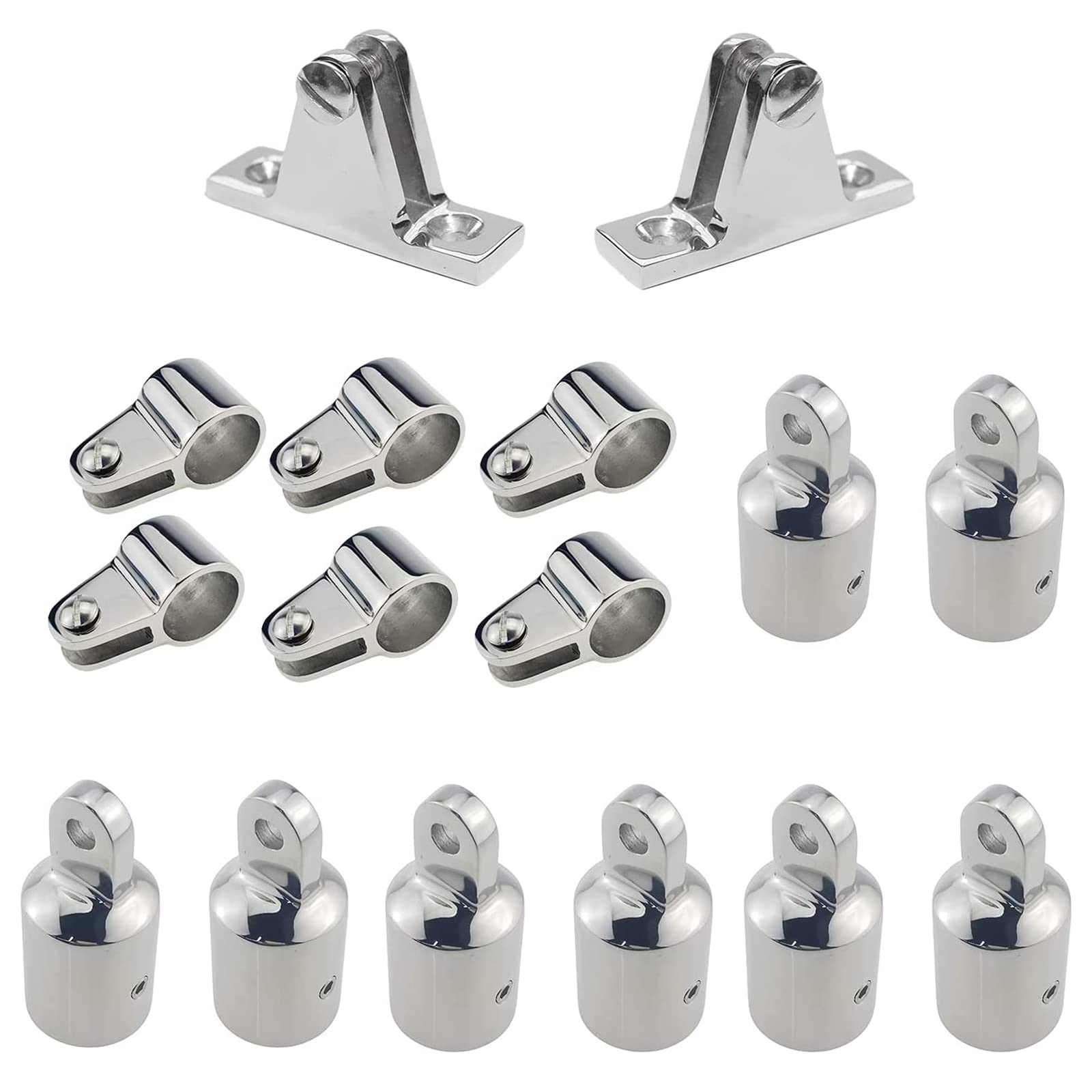 16-Piece 316 Stainless Steel Marine Deck Hardware Set - Bimini Top Cap Fittings & Boat Jaw Slides for Sailboats, Yachts, and Marine Applications | Corrosion-Resistant Boat Accessories