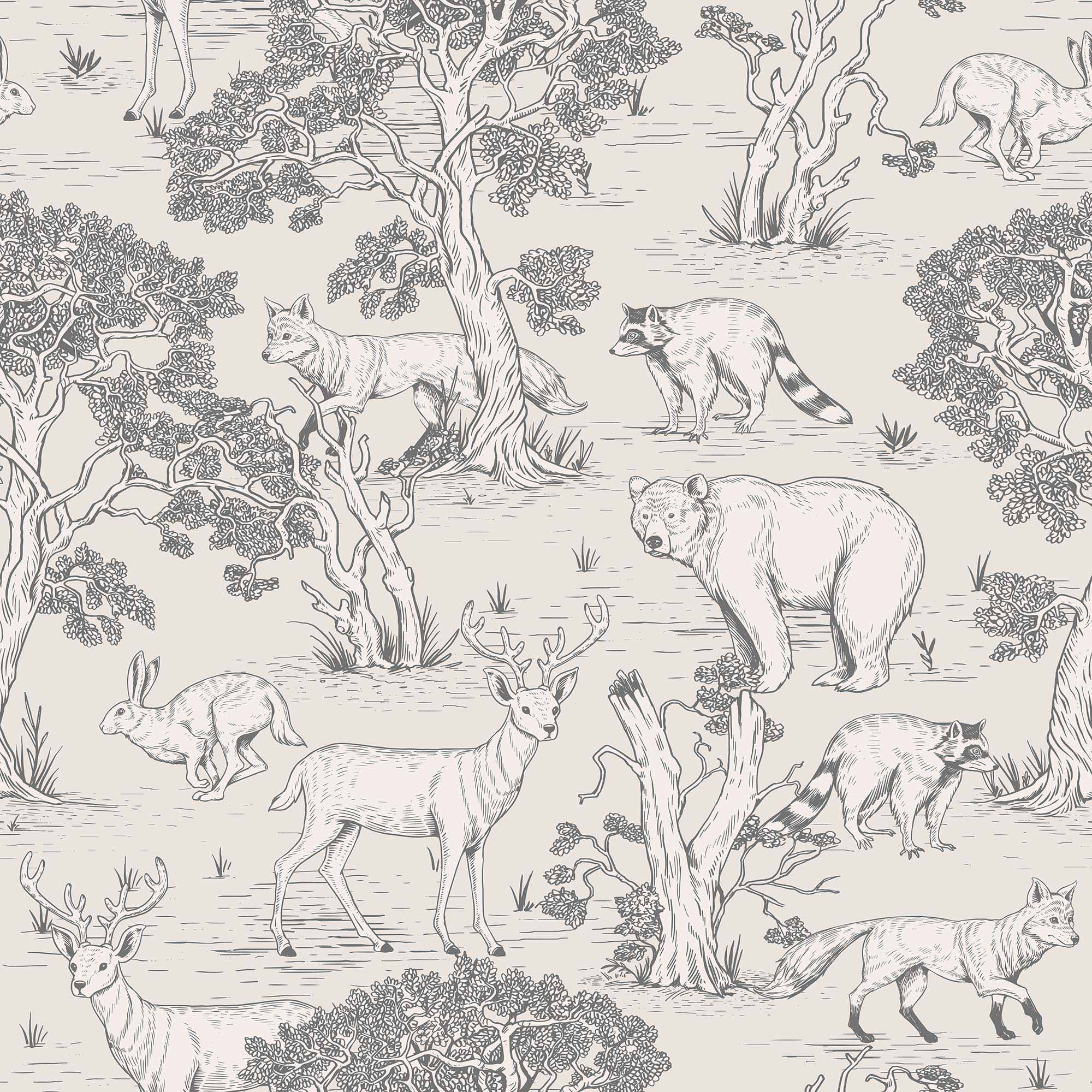 Grey Forest Peel and Stick Removable Wallpaper - Self-Adhesive Decorative Wall Covering for Bedroom, Living Room & Office - Easy Installation & Damage-Free Removal