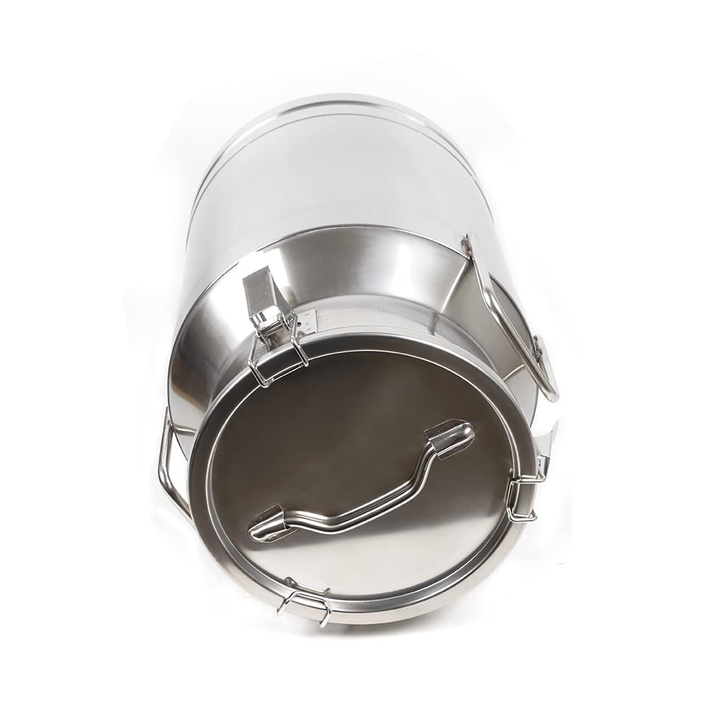 50L Heavy Duty Stainless Steel Milk Can with Sealed Lid - Multi-Purpose Wine, Milk & Beverage Storage Pail - Ideal for Home Brewing, Farm Use & Commercial Food Service