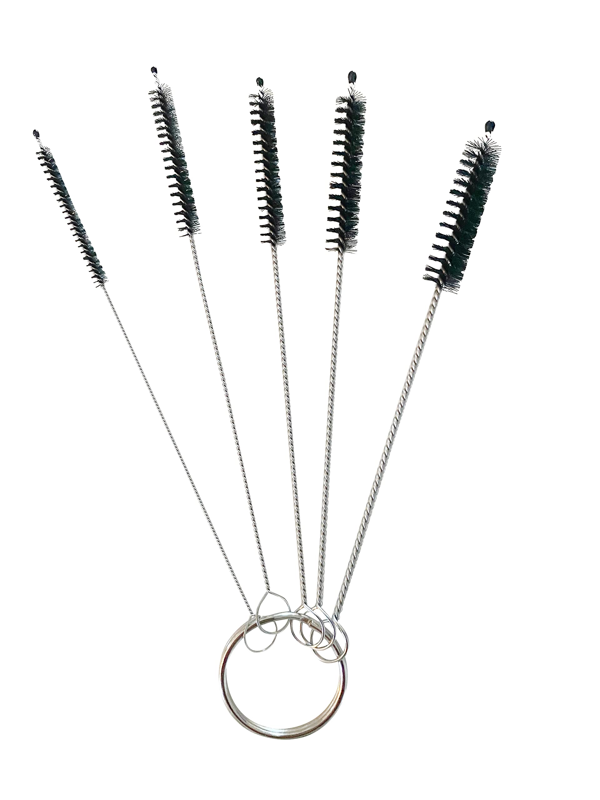 Green Piece® Glass Cleaner Kit - 3 Bottles (16 oz Each) & 5-Piece Mini Metal/Nylon Tube Cleaner Brush Set with Keychain Ring - Streak-Free Cleaning for Windows, Mirrors, Eyeglasses & Small Tubes
