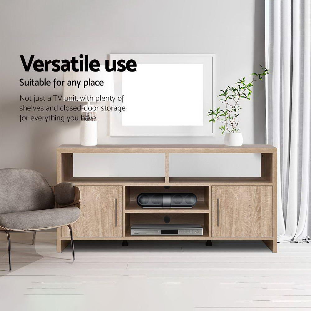 Artiss 140cm Oak TV Stand Entertainment Center - Modern TV Cabinet with Storage for Living Room, Bedroom & Home Theater Setup