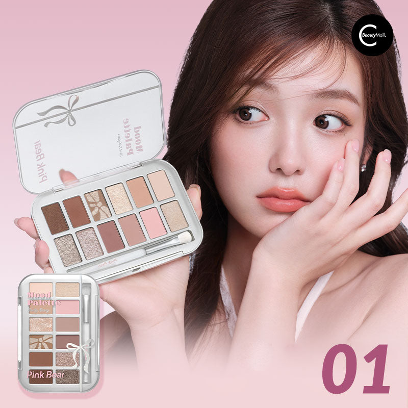 PinkBear 12 Color Eyeshadow Palette - Highly Pigmented, Long Lasting Makeup Kit for Day & Night Looks | Perfect for Parties, Weddings & Everyday Wear