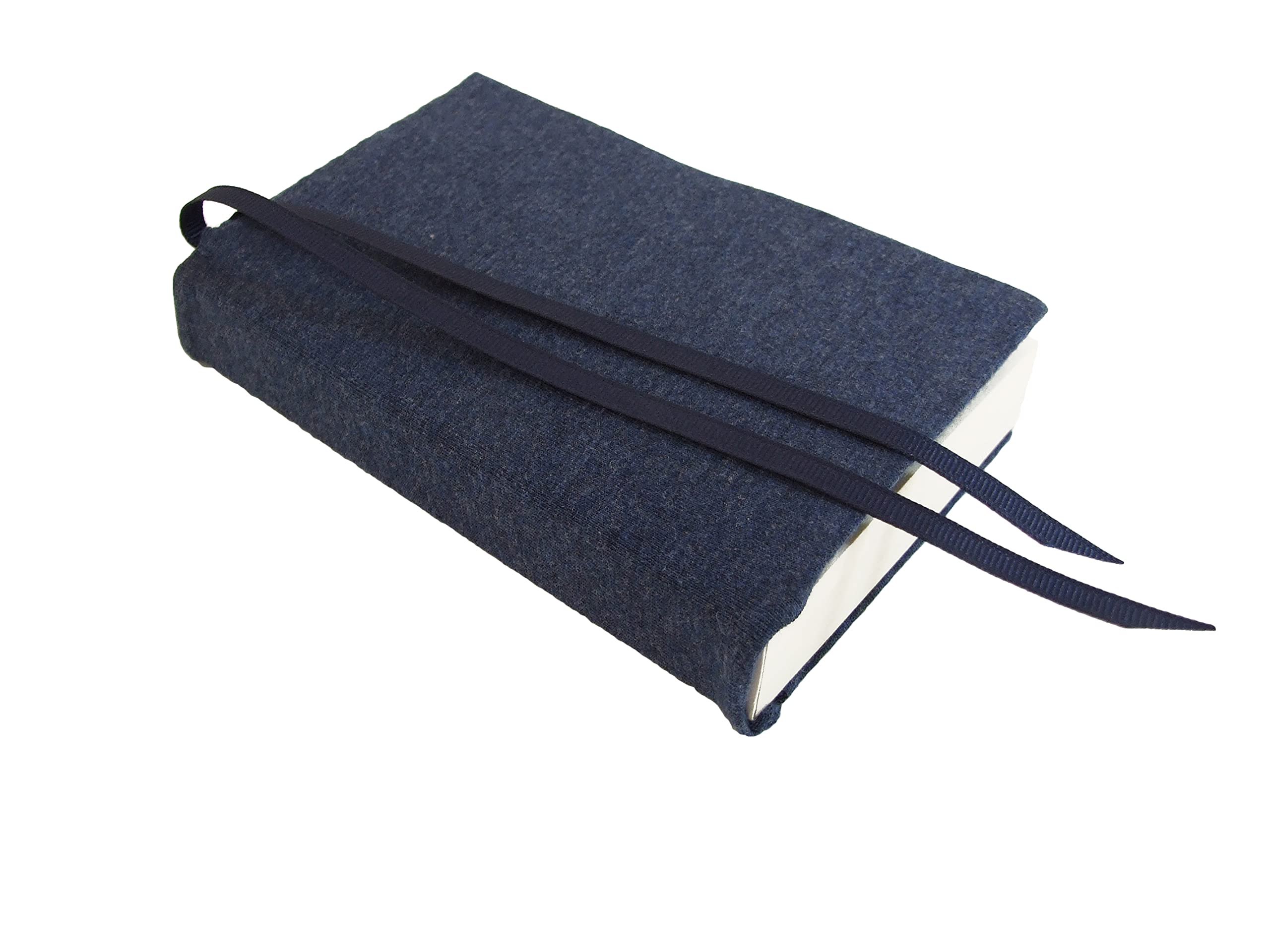 4 Inch Stretch Fabric Book Cover for Paperbacks & Hardcovers - Navy Heather Blue 4x6 Book Sleeve | Small Mass Market Paperback Protector | Perfect for Adults, Travel, School & Library Use