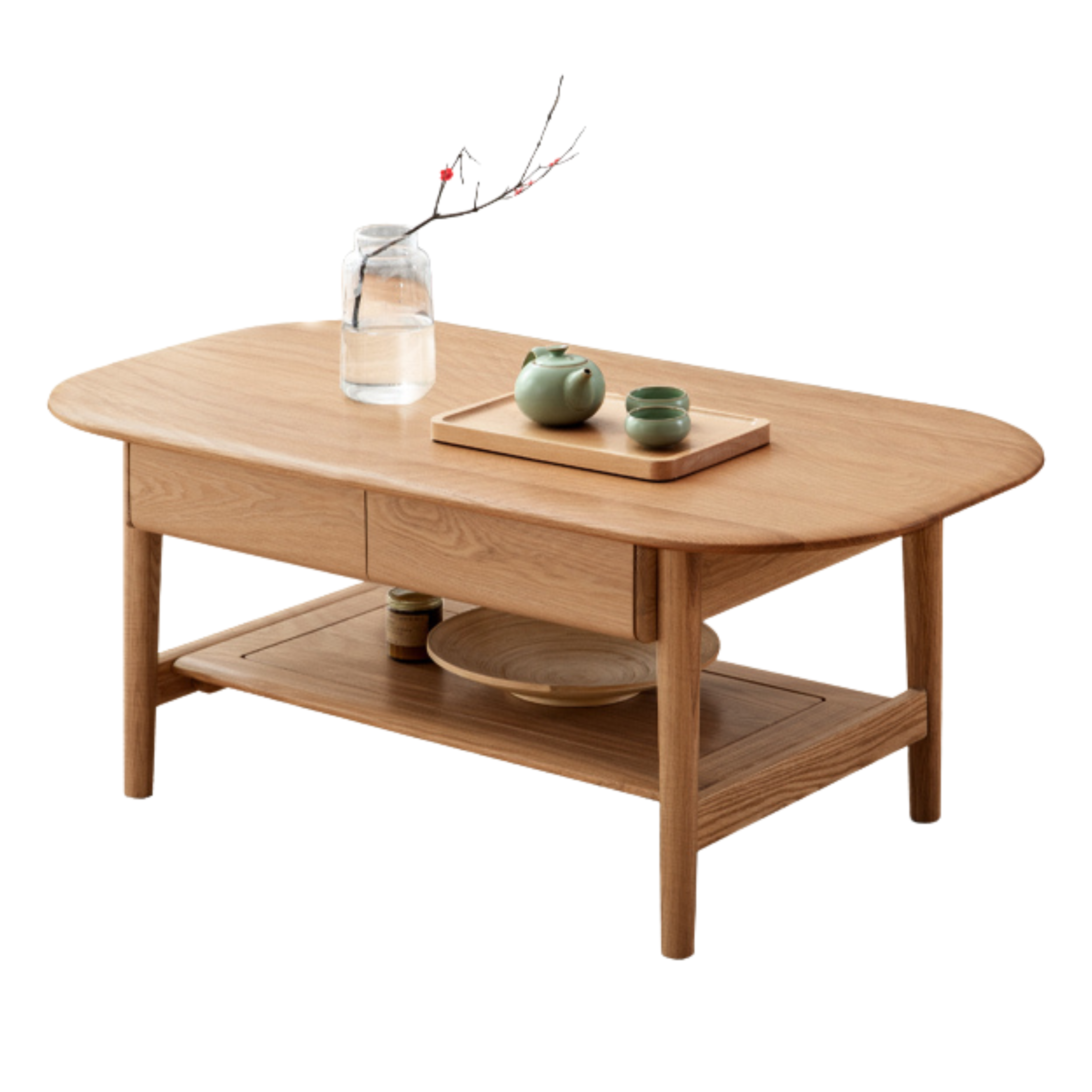 Solid Oak Wood Office Desk with Spindle-Shaped Slanted Legs - Modern Home Office Furniture for Work & Study