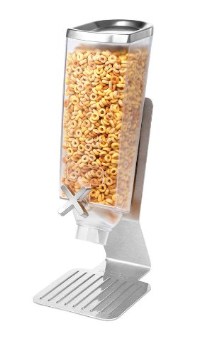 Rosseto EZ513 1-Gallon Single Container Snack Dispenser with Stainless Steel Stand - Perfect for Kitchens, Offices, and Cafeterias - Easy-to-Use Bulk Food Storage Solution