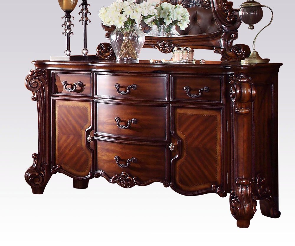 Acme Vendome Luxury Bedroom Set - California King Bed, Nightstand, Dresser & Mirror | Perfect for Master Bedroom Decor & Spacious Home Furniture