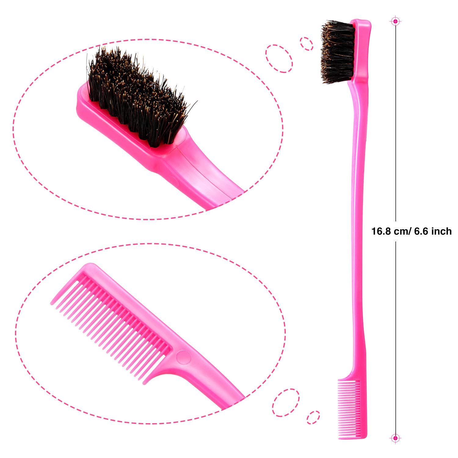 5-Piece Double-Sided Edge Control Hair Brush Set with Smooth Comb - Hair Styling & Grooming Kit for Natural Hair, Braids & Weaves (5 Colors) - Perfect for Salon, Home & Travel Use
