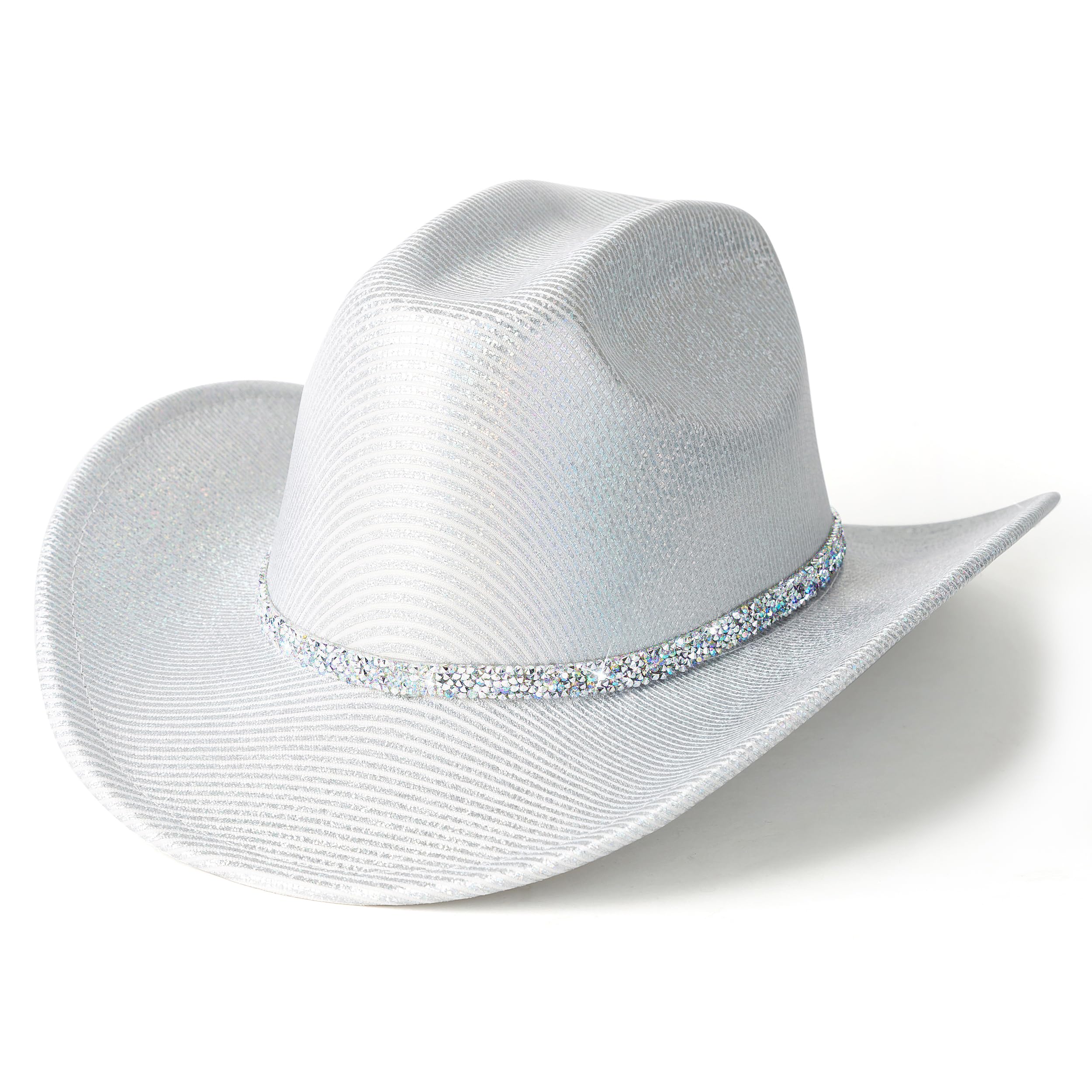 Sparkly Lisianthus Cowboy Hat for Women & Men - Glitter Party Disco Cowgirl Hat | Perfect for Country Concerts, Rodeos, and Western Themed Parties