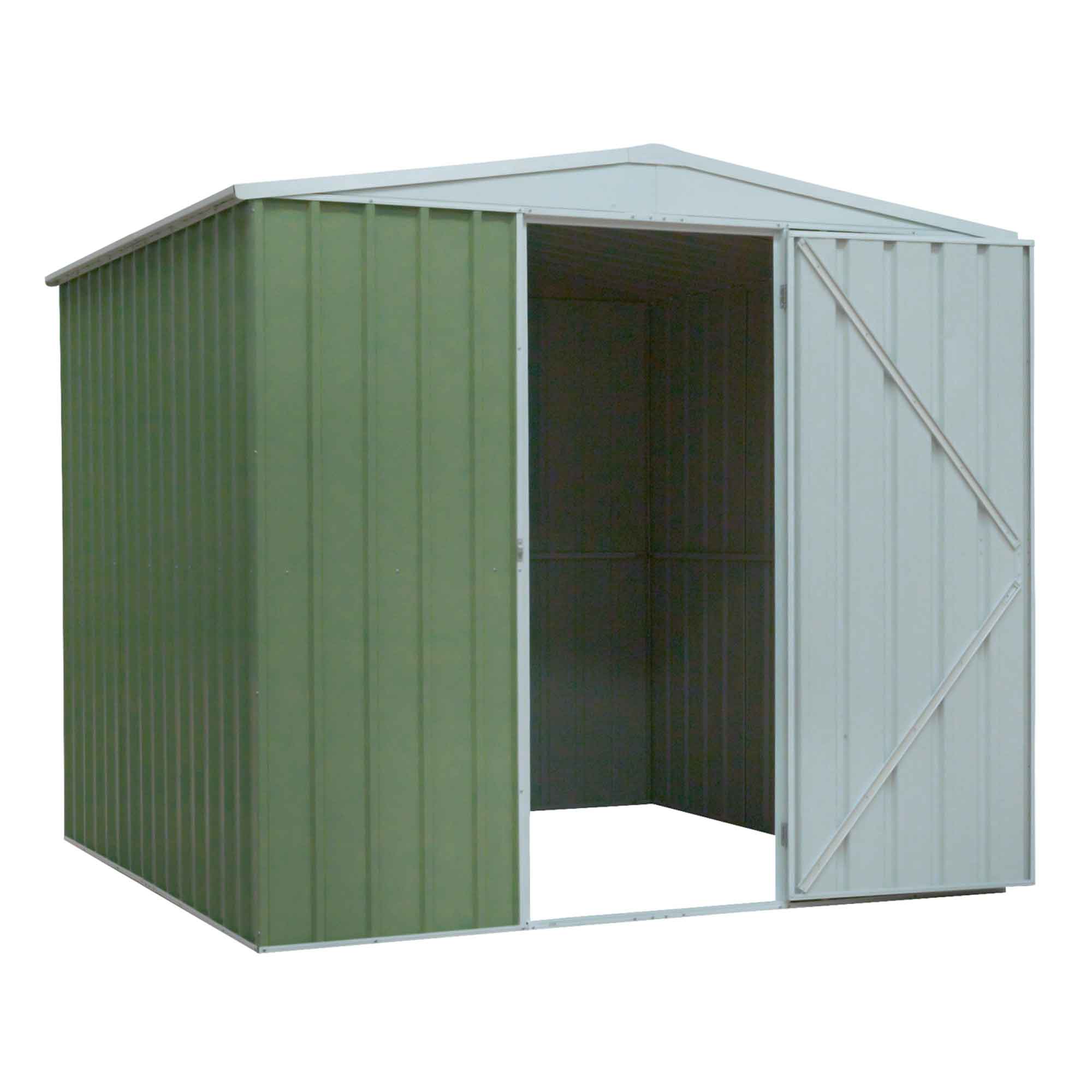 Premium Galvanized Steel Outdoor Storage Shed - 7.5x7.5 FT Garden Shed with Apex Roof, Weather-Resistant Green Coating (Model DG115) - Perfect for Backyard Storage, Lawn Equipment & Outdoor Organization