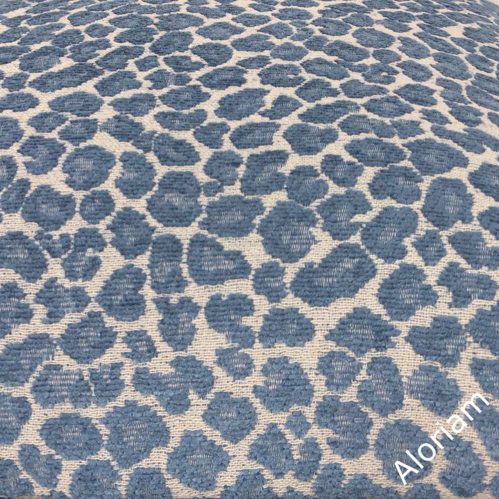 Niobe Cornflower Blue Leopard Print Chenille Pillow Cover - Soft Decorative Throw Pillow Case for Living Room, Bedroom, Sofa & Couch