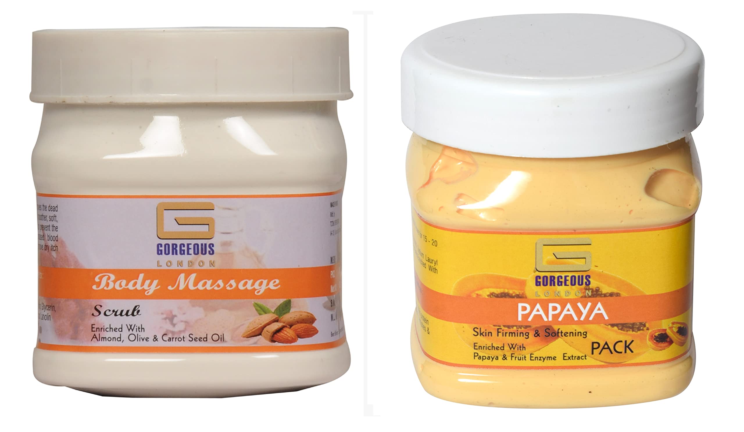 Exfoliating London Body Scrub & Brightening Papaya Pack Combo Set - 2 x 450ml for Spa-Like Skincare at Home | Perfect for Dry Skin & Body Detox
