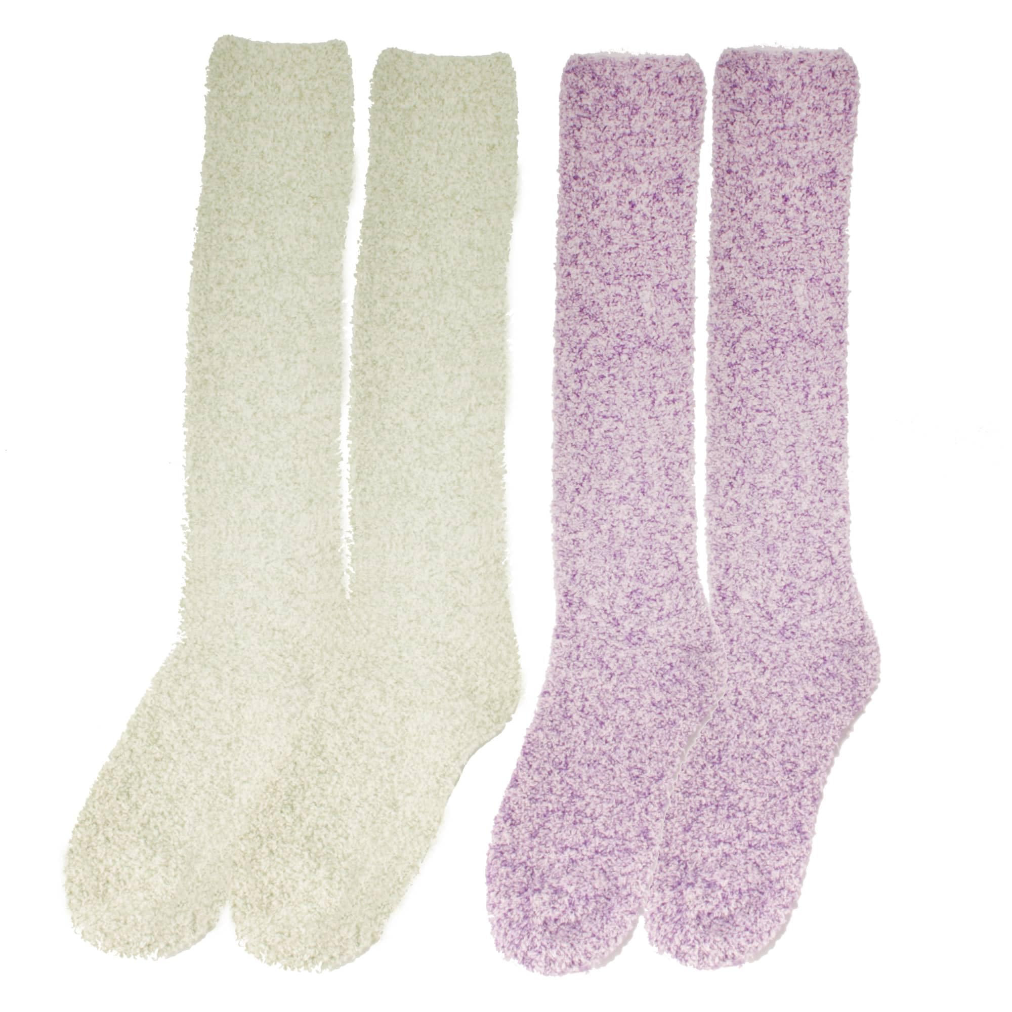 Women's Fuzzy Feather Soft Cozy Knee High Socks - Warm Winter Boot Socks for Women, Non-Slip Comfortable Thick Knit Socks - Perfect for Cold Weather, Boots, Lounging at Home and Outdoor Activities