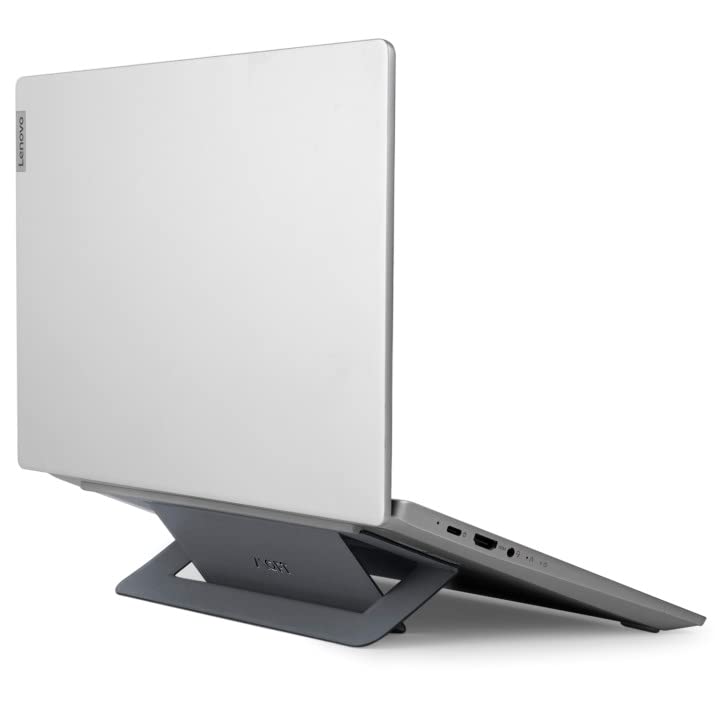 MOFT Foldable Laptop Stand for Desk - Portable Adhesive Cooling Riser with 2 Adjustable Angles for 11-16 Inch Laptops | Improves Airflow & Heat Dissipation | Perfect for Office, Home & Travel Use (Cool Grey)