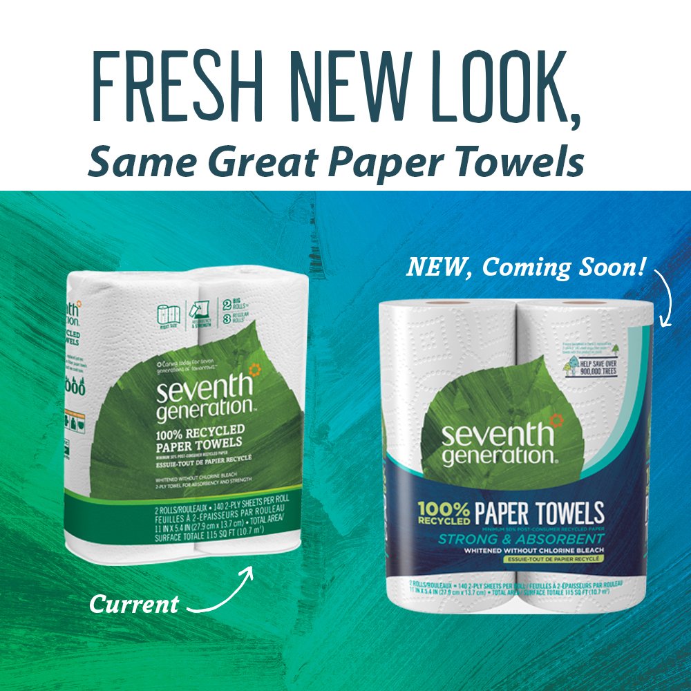 Seventh Generation 100% Recycled Paper Towels, 2-Ply, 2-Count (Pack of 12) | Eco-Friendly Kitchen & Cleaning Supplies for Home & Office Use