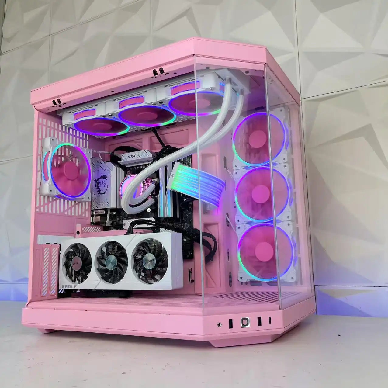 High-Performance Gaming PC with AMD Ryzen AM5 & NVIDIA RTX 4060/4060 Ti/4070/5070/5070 Ti/5080 or AMD Radeon 9070/9070 XT - Y70 Pink Milk Case - Perfect for 4K Gaming, Streaming & Esports