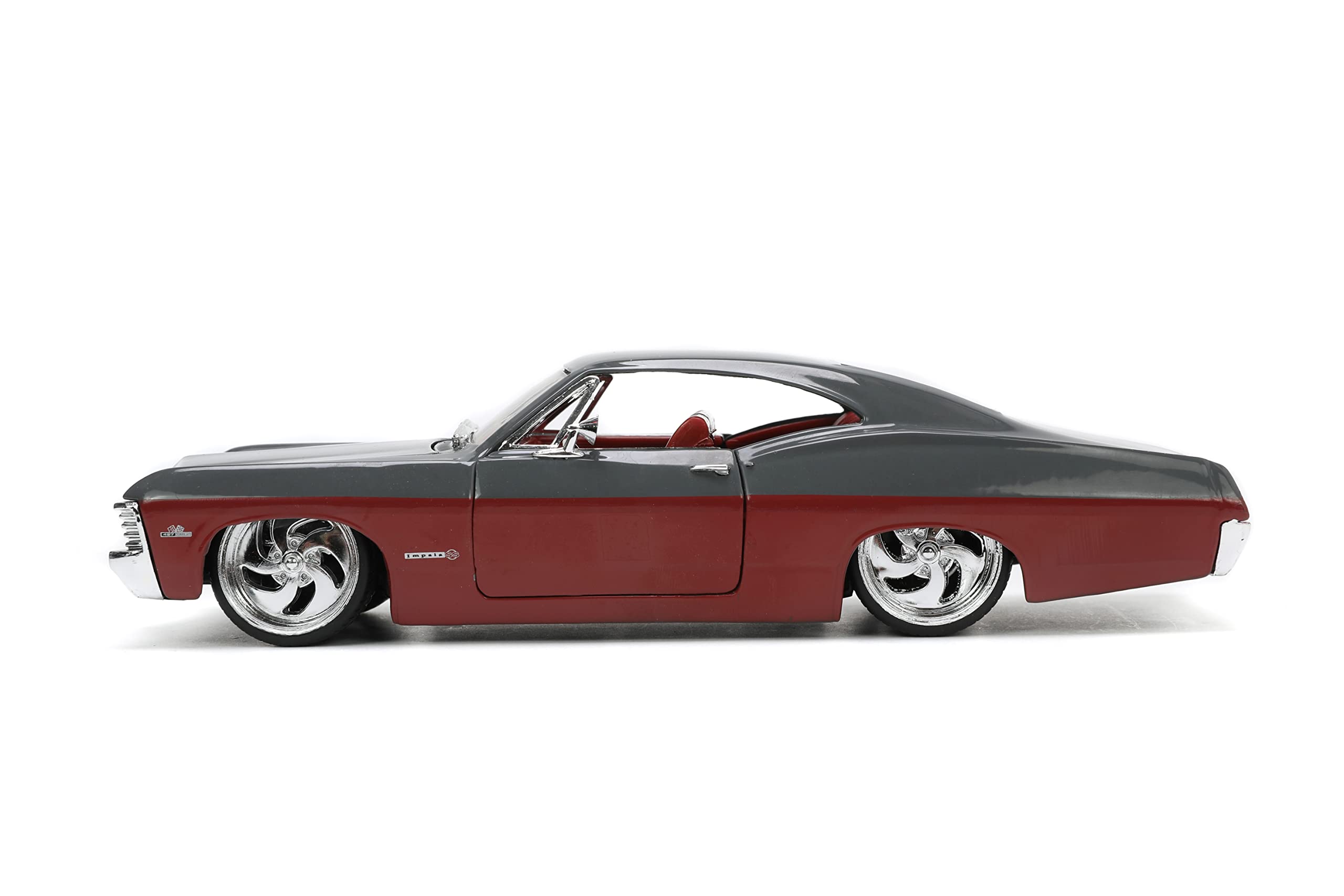Jada Toys 1:24 Scale 1967 Chevy Impala SS Die-Cast Model Car - Gray & Burgundy - Collectible Muscle Car for Kids & Adults - Perfect for Display, Gifts & Car Enthusiasts