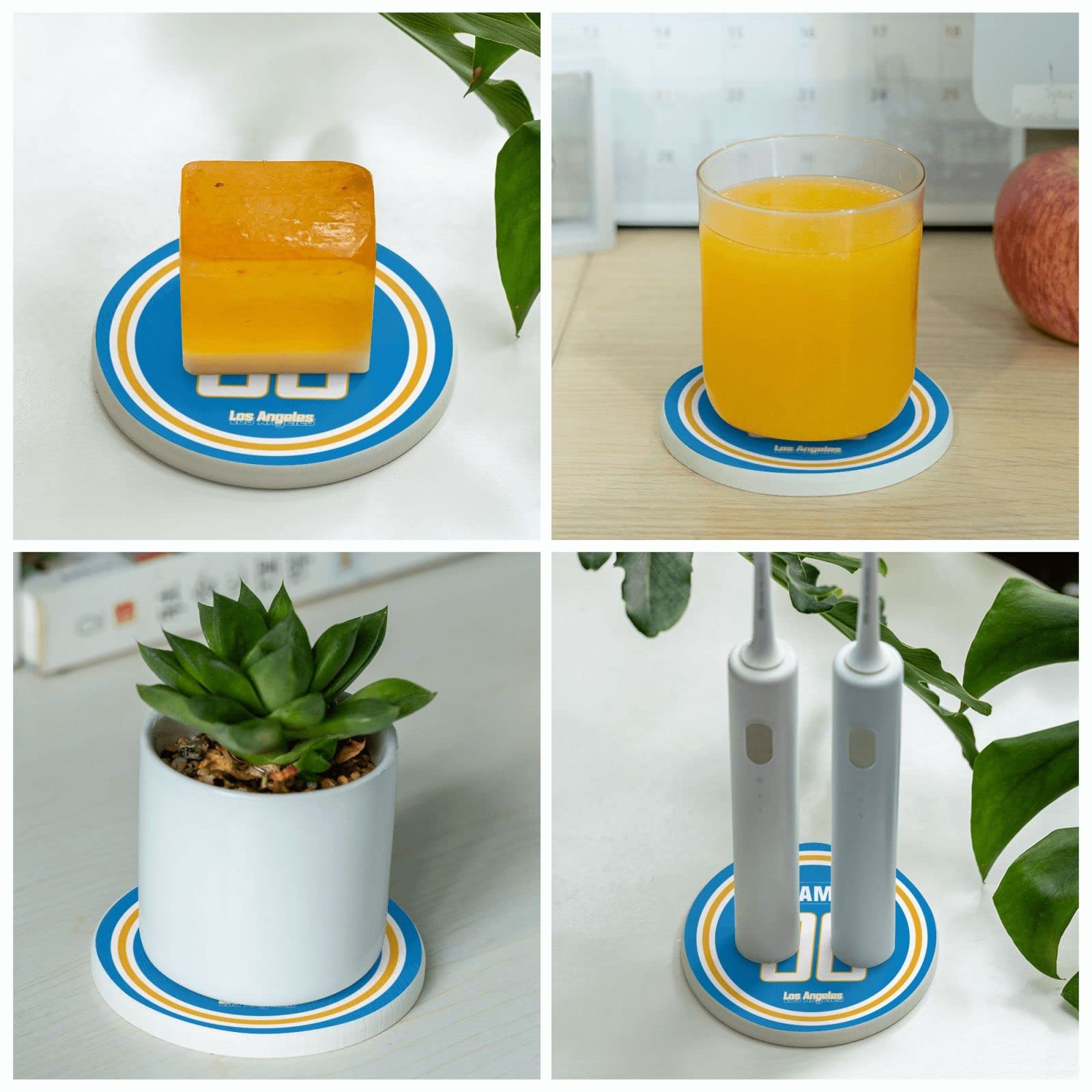 Custom Engraved Diatomite Coasters for Drinks - Set of 2 with Personalized Name & Number - Unique Gift for Men, Women & Kids - Perfect for Home, Office & Party Use