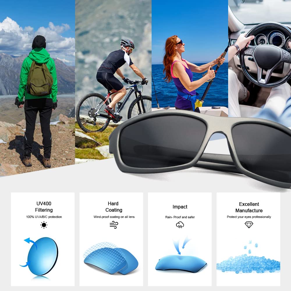 Polarized Sport Sunglasses for Men - Matte Finish, Mirror Lens, UV Protection - Perfect for Running, Cycling & Outdoor Activities