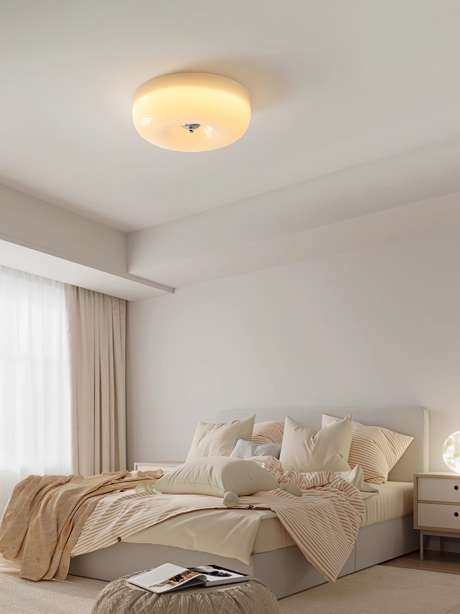 Cream Pudding Ceiling Lamp - Modern LED Bedside Light for Nursery, Bedroom & Living Room | Soft Warm White Lighting for Cozy Ambience