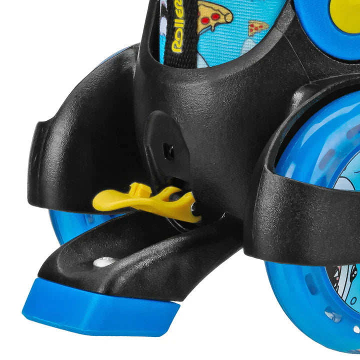 RDS Fun Roll Pizza Shark Adjustable Roller Skates for Kids & Adults - Outdoor & Indoor Skating, Birthday Gifts, Family Fun Activities