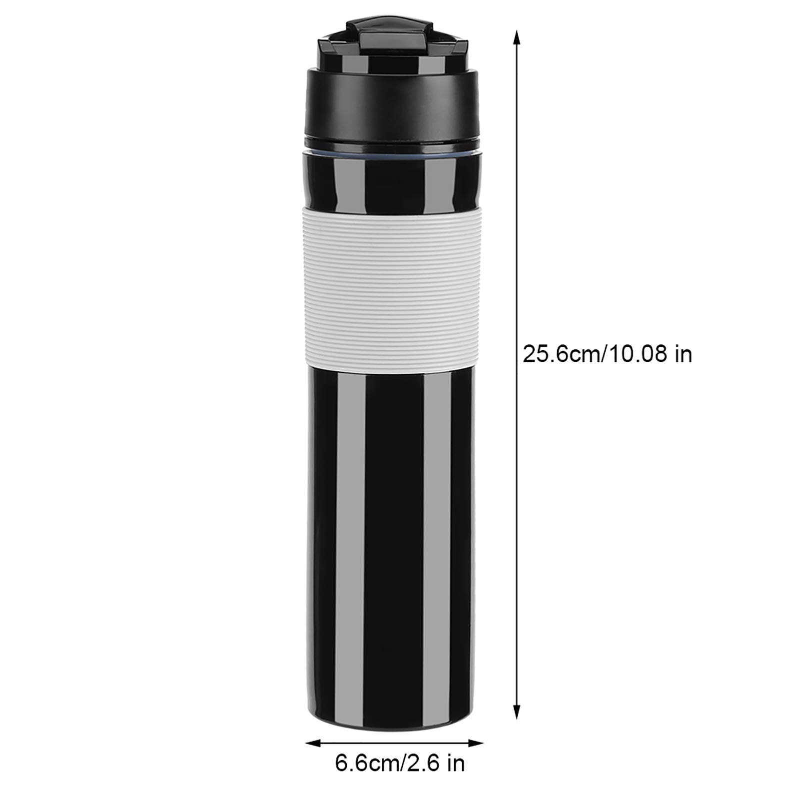 Greensen 350ml French Press Coffee Maker - Portable Travel Mug for Coffee & Tea, Insulated Stainless Steel Thermos for Work, Car, Camping & Outdoor Adventures (Black)