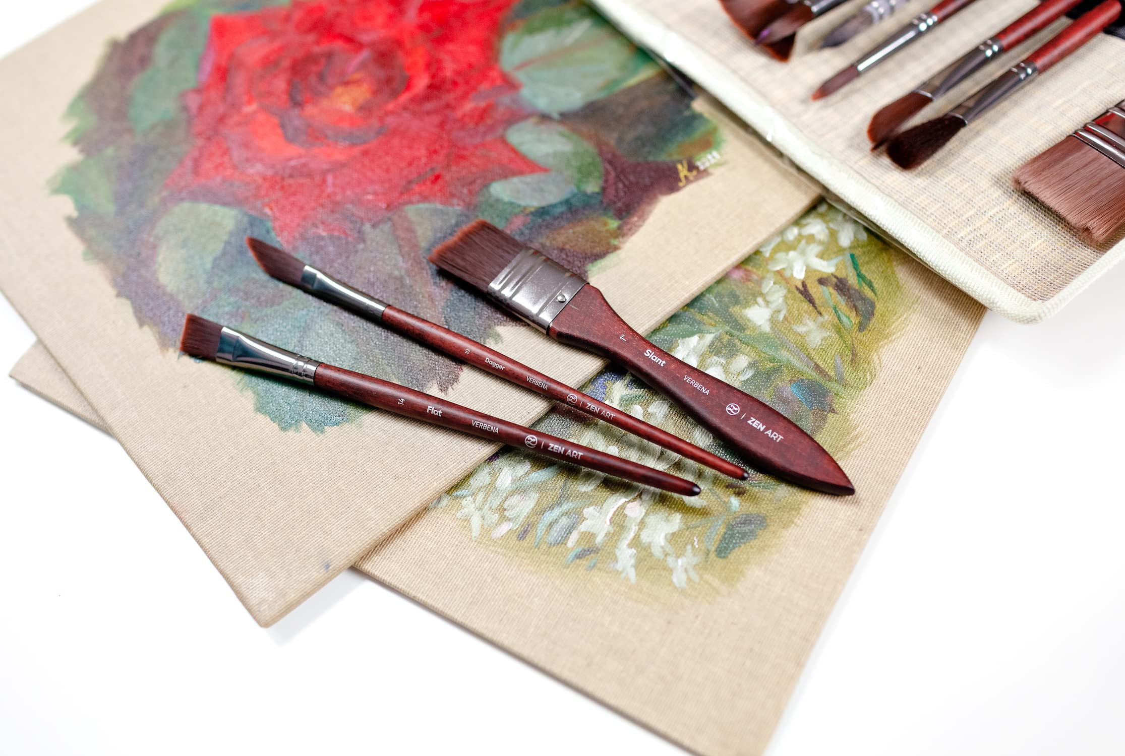 17-Piece Professional Synthetic Paint Brush Set for Acrylics, Watercolor & Gouache - ZenART Verbena Artist Brush Collection with Great Flow Control & Snap - Perfect for Beginners, Professionals & Studio Painting