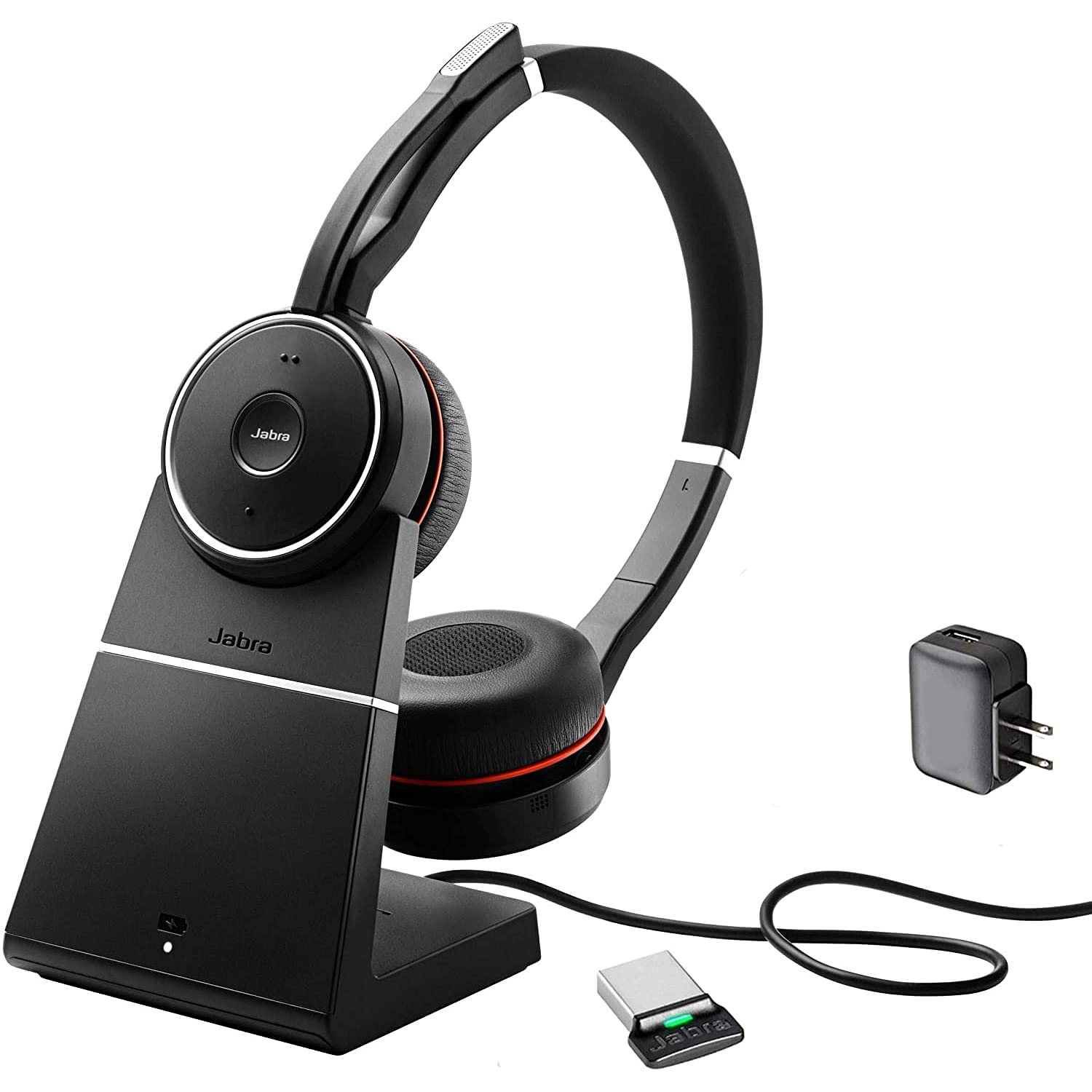 Jabra Evolve 75 Wireless Bluetooth Headphones with Charging Stand - Premium Stereo Sound, Active Noise Cancelling Mic, 20-Hour Battery Life - Perfect for Remote Work, Video Calls & Office Use (Microsoft Teams Optimized)