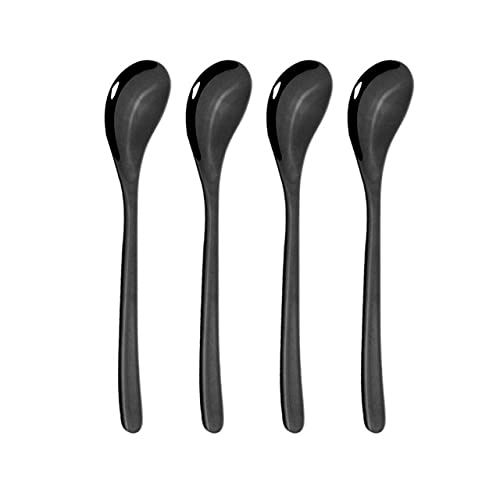 Premium 304 Stainless Steel Silverware Set - 4-Piece Black Spoon Luxury Cutlery for Wedding, Dinner Party & Formal Dining - Elegant Gold Flatware for Home, Restaurant & Special Occasions