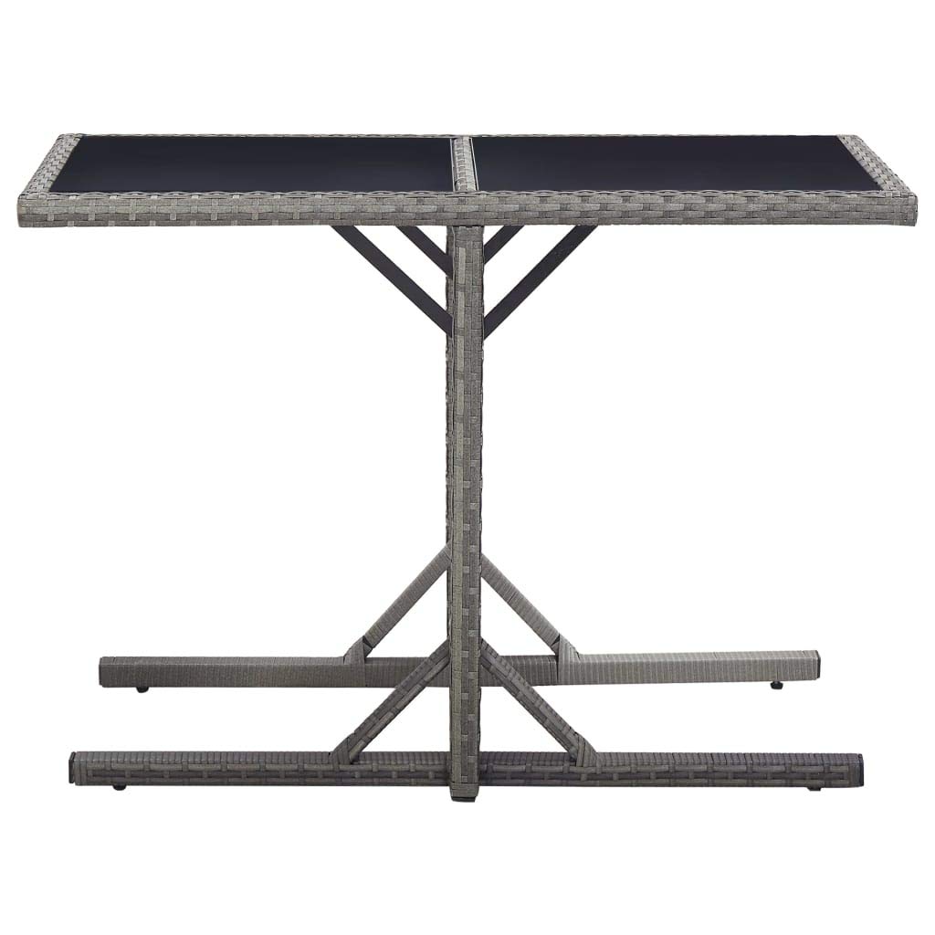 Modern Outdoor Patio Wicker End Table with Glass Top - Rattan Square Coffee Table with Storage, Anthracite Finish 43.3