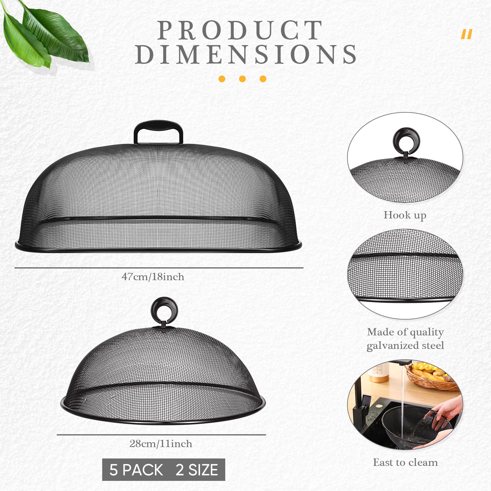 5-Pack Reusable Metal Mesh Food Covers for Outdoor Dining – Includes 18.5