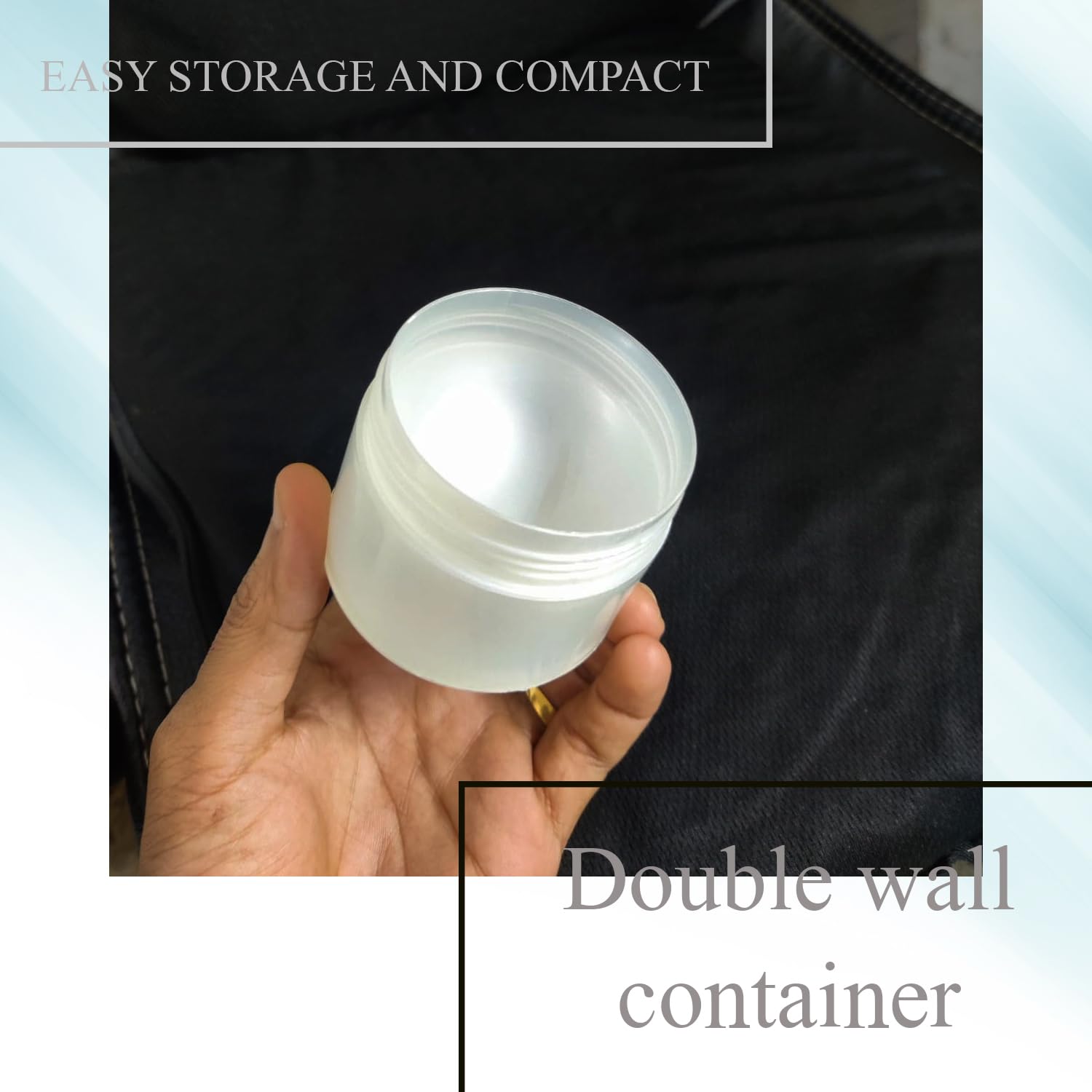 NSB Herbals Round Empty Cosmetic Cream Jars with Double Wall - 50g (Pack of 3) | Ideal for DIY Creams, Balms, Face Scrubs & Body Butter | Perfect for Home Beauty Products & Small Business Packaging