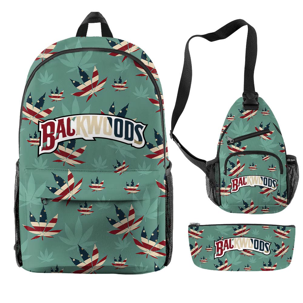 Backwoods Backpacks 3-Piece Set - Durable Laptop Backpack, School Book Bag & Travel Shoulder Backpack with Pencil Case for Men & Women (44) - Perfect for Work, College & Outdoor Adventures