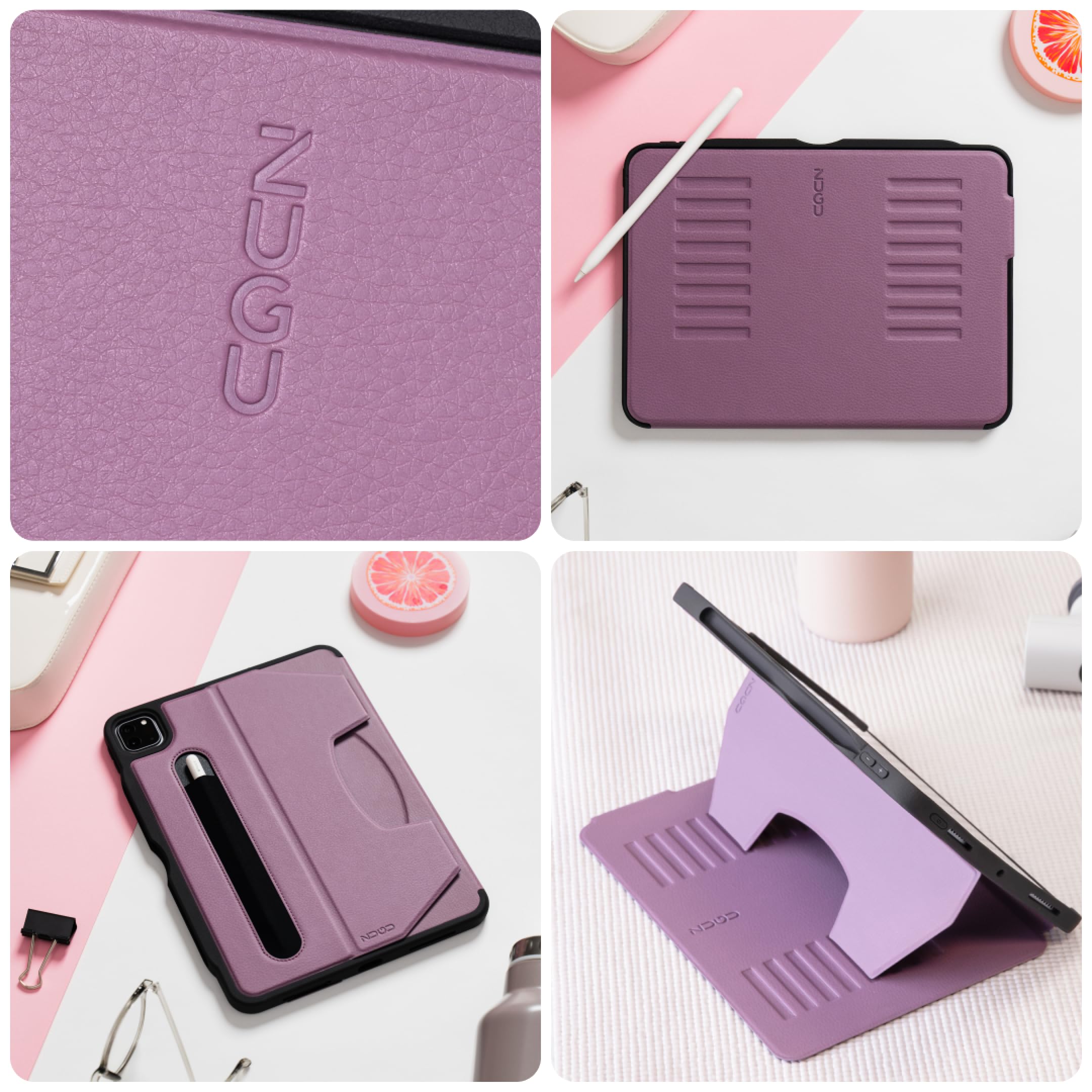 ZUGU Slim Protective Case for iPad Pro 12.9 (5th & 6th Gen 2021/2022) - Wireless Apple Pencil Charging, Magnetic Stand & Auto Sleep/Wake Cover in Berry Purple - Perfect for Work, Travel & Home Use