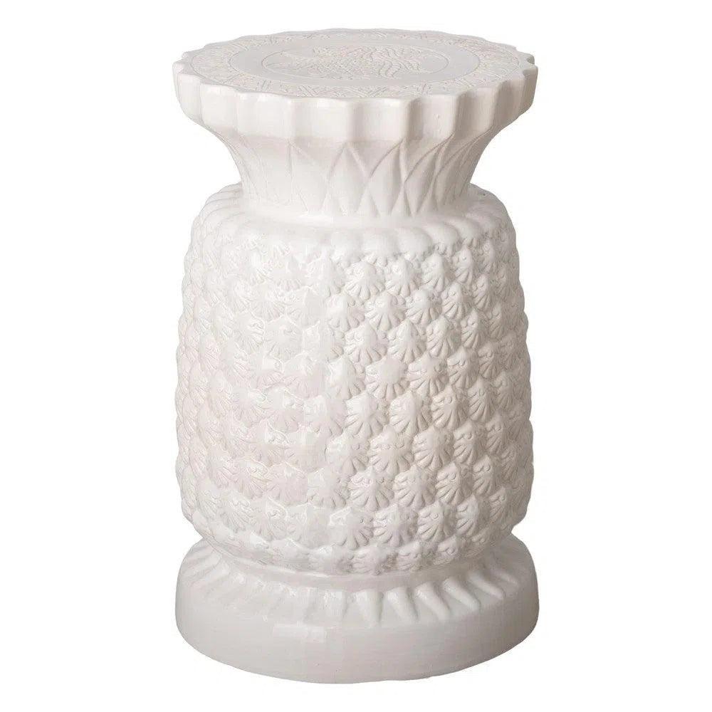 19 Inch Large Pineapple Ceramic Outdoor Garden Stool - Durable Decorative Stool for Patio, Poolside, or Backyard Decor - Perfect for Outdoor Seating and Tropical Theme Gardens