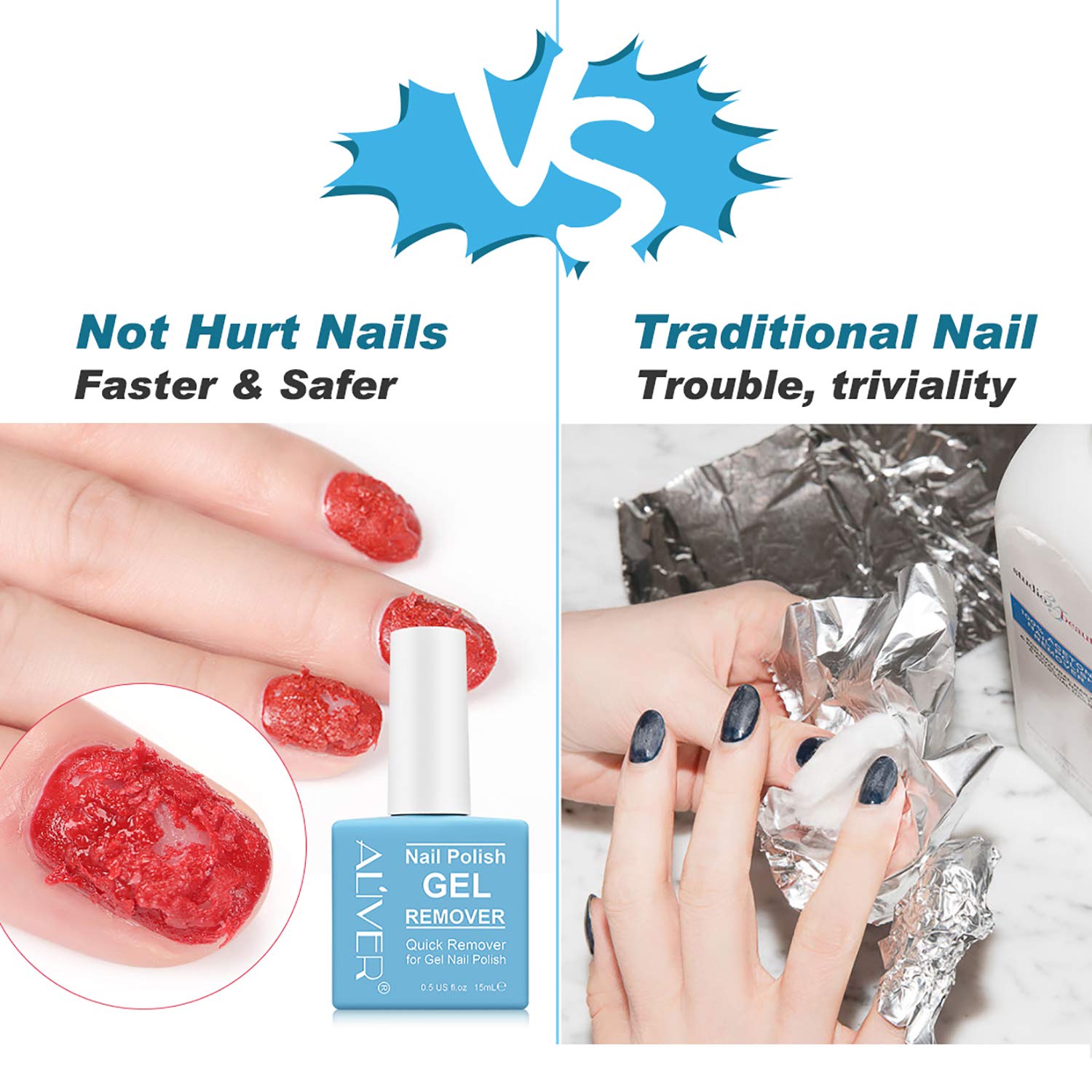 Professional Nail Polish Remover for Gel & Natural Nails - Fast Acting in 3-5 Minutes, Gentle Formula, No Damage (2 Pack) - Perfect for Salon & Home Manicures