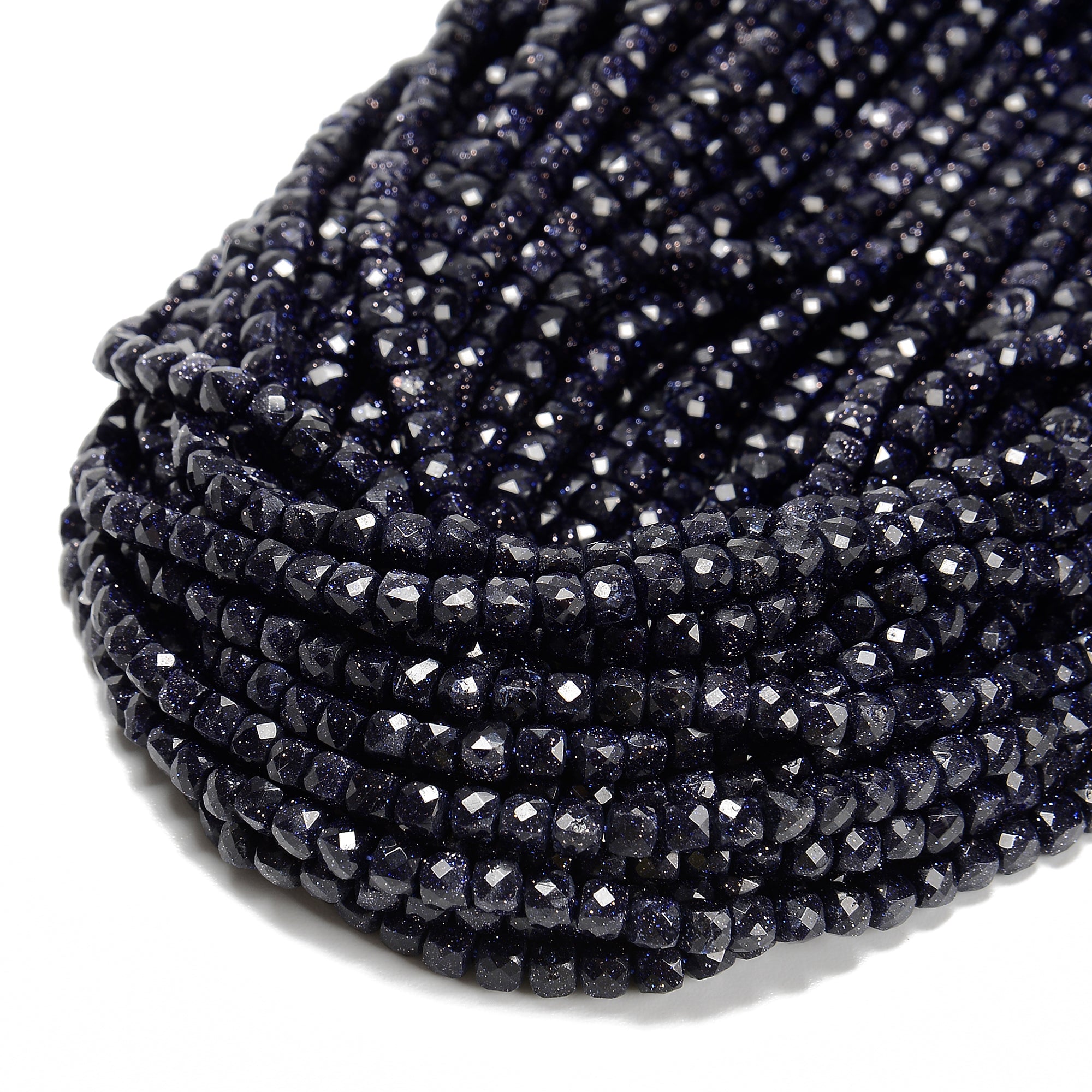 4mm Blue Sandstone Faceted Cube Beads - 15.5 Inch Strand for Jewelry Making, Bracelets & Necklaces | Healing Crystal Beads for Meditation & Energy Work