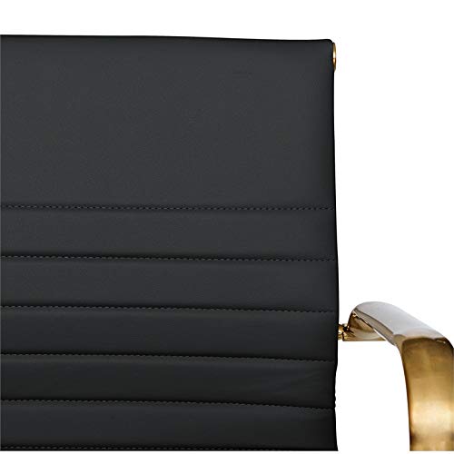 Harris Modern Leather Swivel Office Chair - Black & Gold Executive Desk Chair with Ergonomic Support | Perfect for Home Office, Conference Rooms & Workspaces