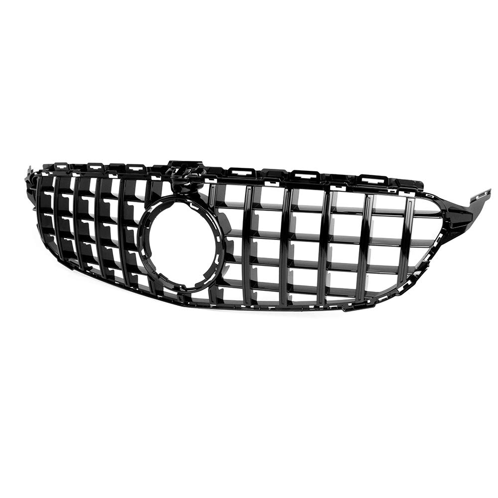 GT R Style Front Grille with Camera for Mercedes Benz C-Class W205 (2015-2018) - C180 C200 C250 C300 C400 Models - High Gloss Black Finish - Perfect for Car Enthusiasts & Performance Upgrades