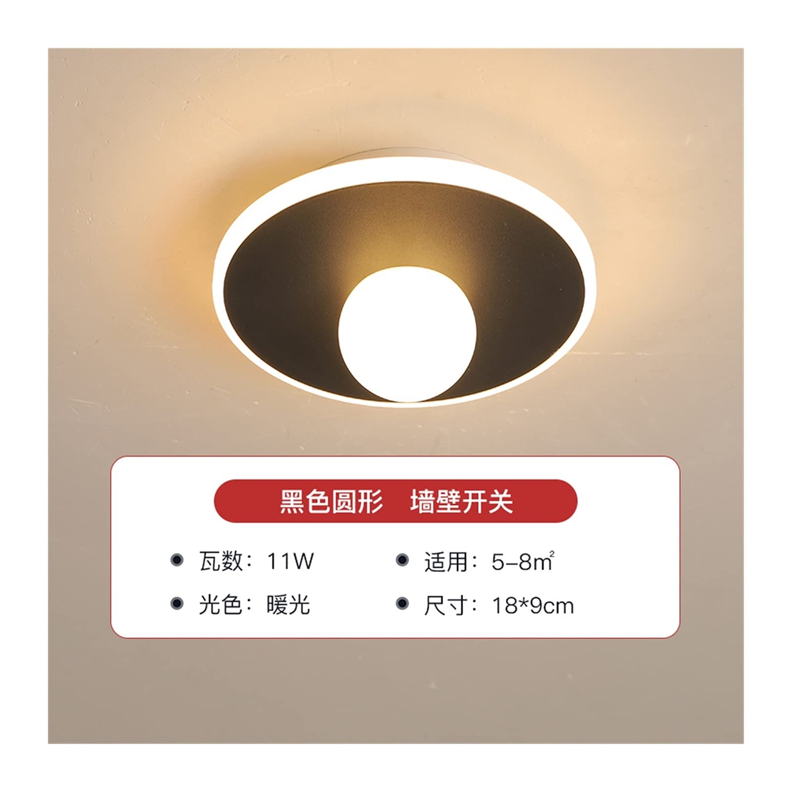 Modern Nordic Black Round LED Chandelier - Energy Efficient Ceiling Light for Bedroom, Hallway, Cloakroom & Balcony | Dimmable Crystal Lighting Fixture for Home Decor & Interior Design