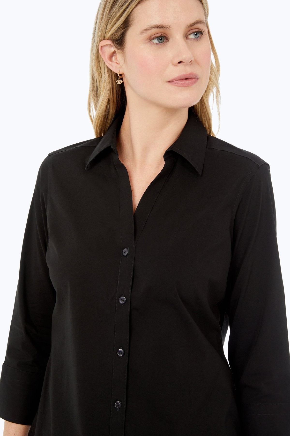 Mary No Iron Stretch 3/4 Sleeve Shirt - Wrinkle-Free Comfort Blouse for Women - Perfect for Office, Travel & Casual Wear