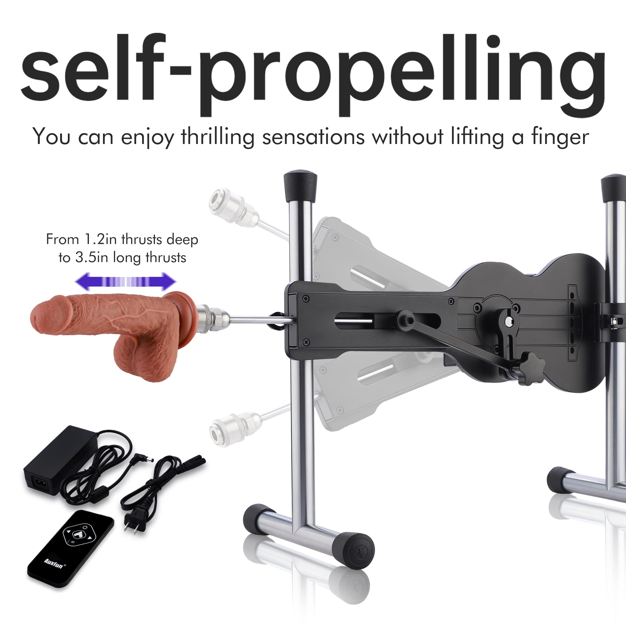 Premium Sinloli Love Machine - Wireless Remote Thrusting Dildo with Silicone Attachment & Vac-U-Lock Adapter | Couples & Solo Play | Bedroom & Travel Use