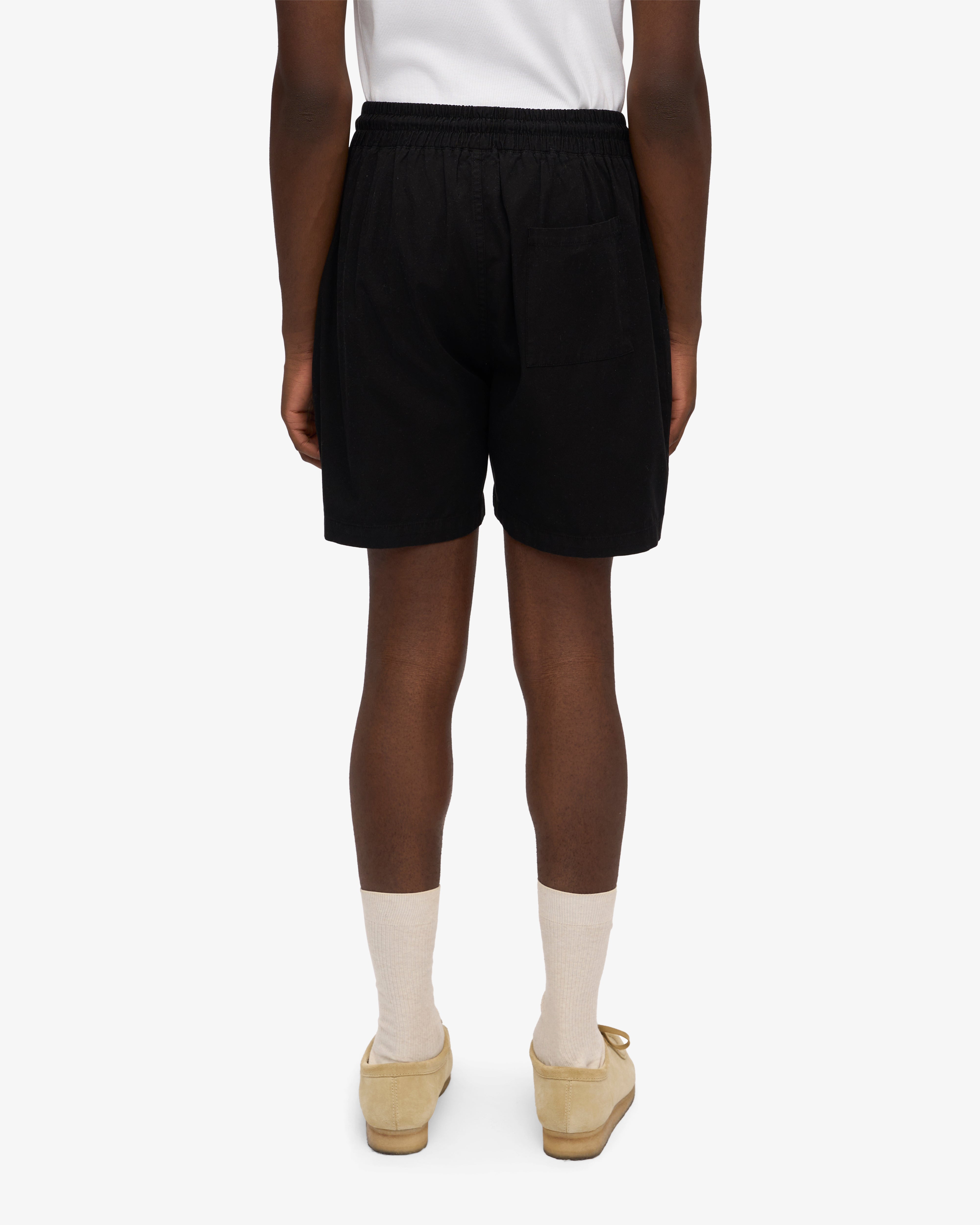 Organic Cotton Twill Shorts for Men & Women - Deep Black - Comfortable Casual Wear for Summer, Travel & Outdoor Activities