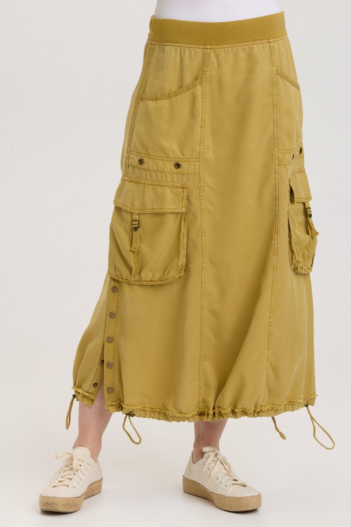 Leslyn Skirt - Herbsaint Pigment Dye Flowy Midi Skirt for Women | Boho Chic Style | Perfect for Casual Outings, Beach Vacations & Summer Festivals