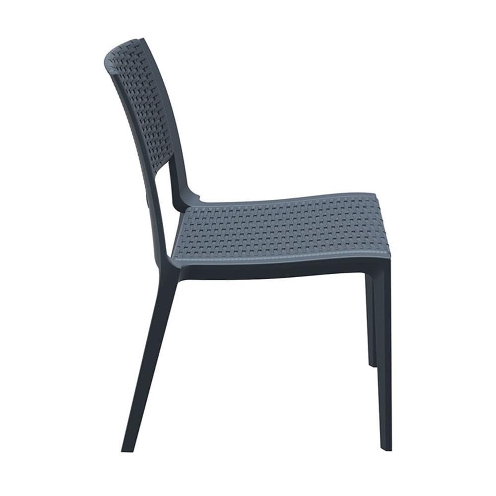 Dark Gray Wickerlook Patio Dining Chair Set of 2 - Weather-Resistant Outdoor Furniture for Garden, Poolside & Backyard Dining