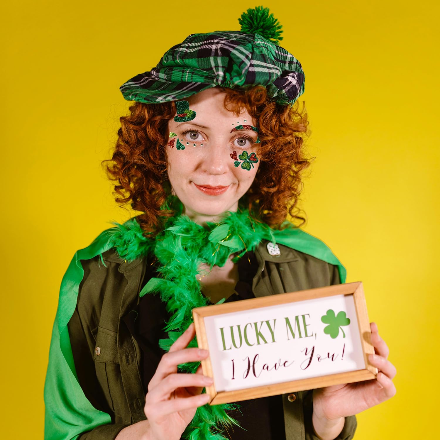 1 Sheet St. Patrick's Day Face Gems - Magic Clover Hat & Glitter Eye Jewels | Self-Adhesive Face Stickers for Women & Adults | Perfect for St. Patrick's Day Parties, Festivals & Themed Events | Face & Body Decoration Accessories
