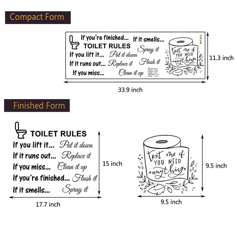 NC Home Vinyl Wall Stickers - Toilet Rules Bathroom Decals, Inspirational Quotes & Large Wall Art Decor for Bathroom, Home Decorations | Perfect for Bathroom, Kitchen, Nursery & Office Spaces