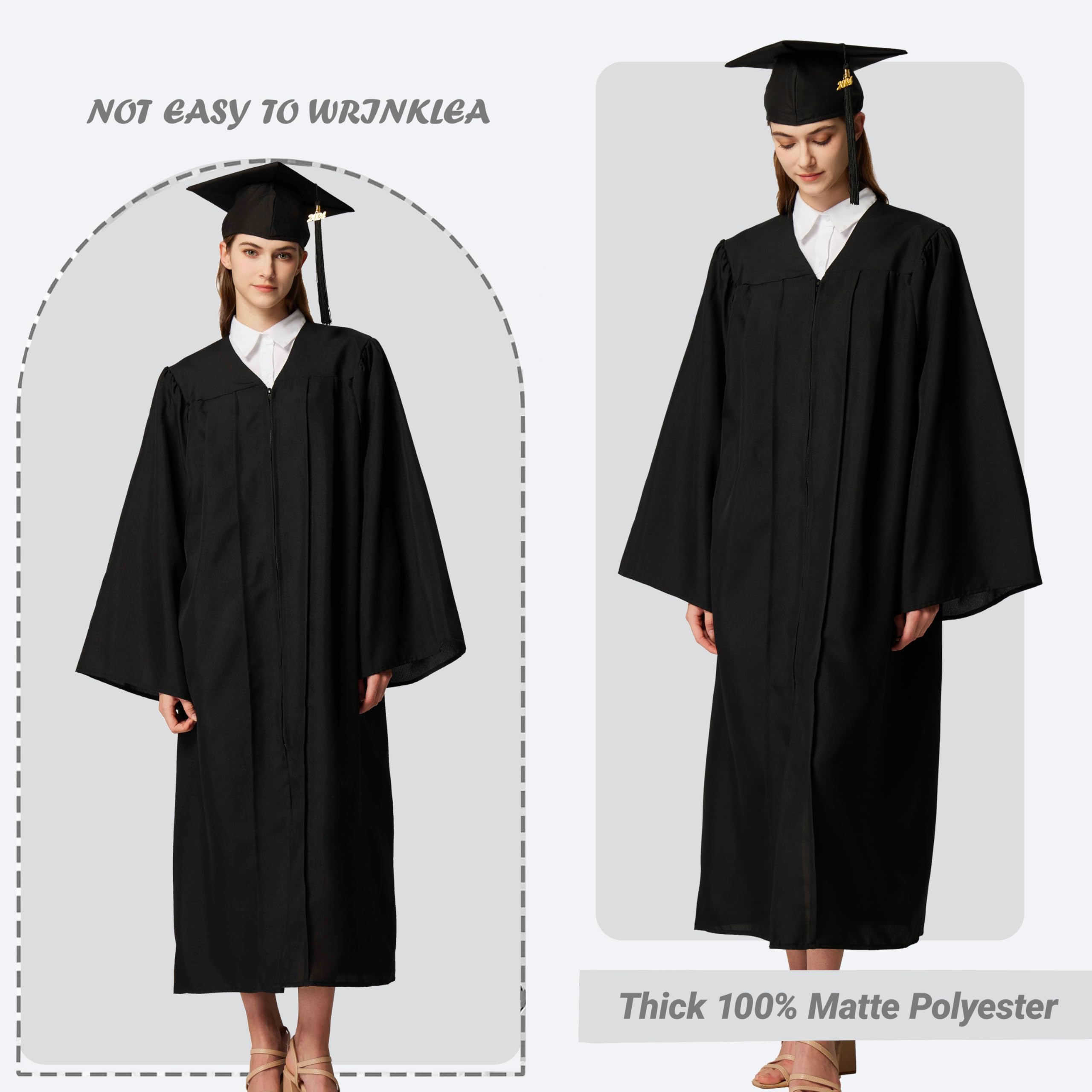 MyGradDay 10-Piece Unisex Matte Graduation Cap & Gown Set with Tassel - High School & Bachelor Degree 2025 Graduation Essentials - Perfect for Commencement Ceremonies, Photo Shoots & Graduation Parties