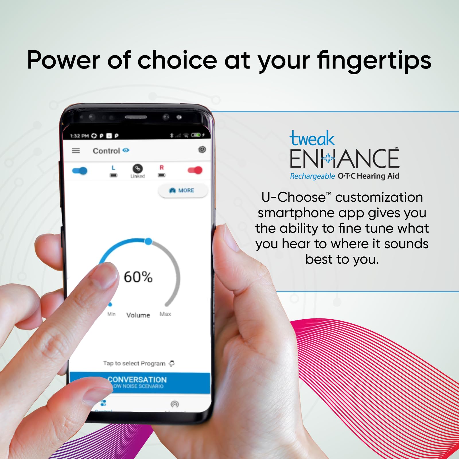 Premium Rechargeable OTC Hearing Aid with Smartphone App - Advanced Sound Amplification for Clear Hearing | Personal Audio Programming for Seniors & Adults | Home, Work & Social Settings