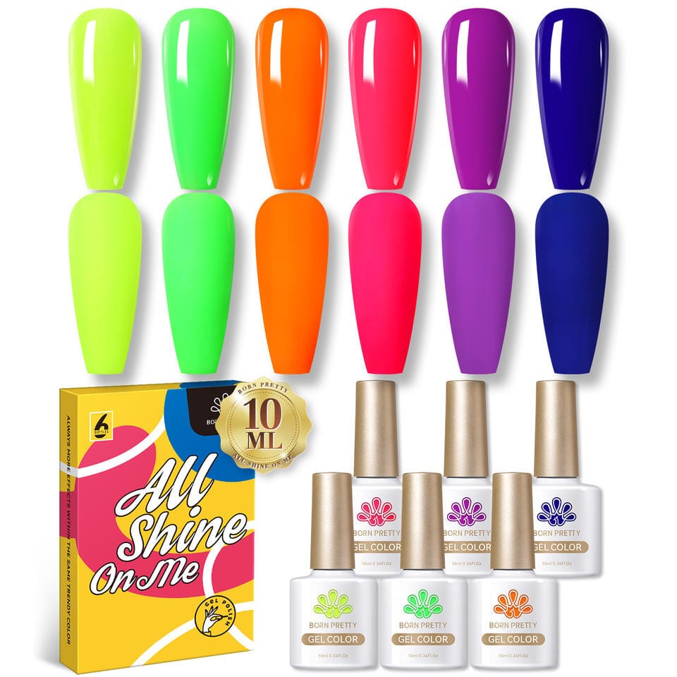 Glow in The Dark Gel Nail Polish Set - 6 Vibrant Fluorescent Colors for Long-Lasting Manicures | Perfect for Night Parties, Halloween, and UV Nail Art